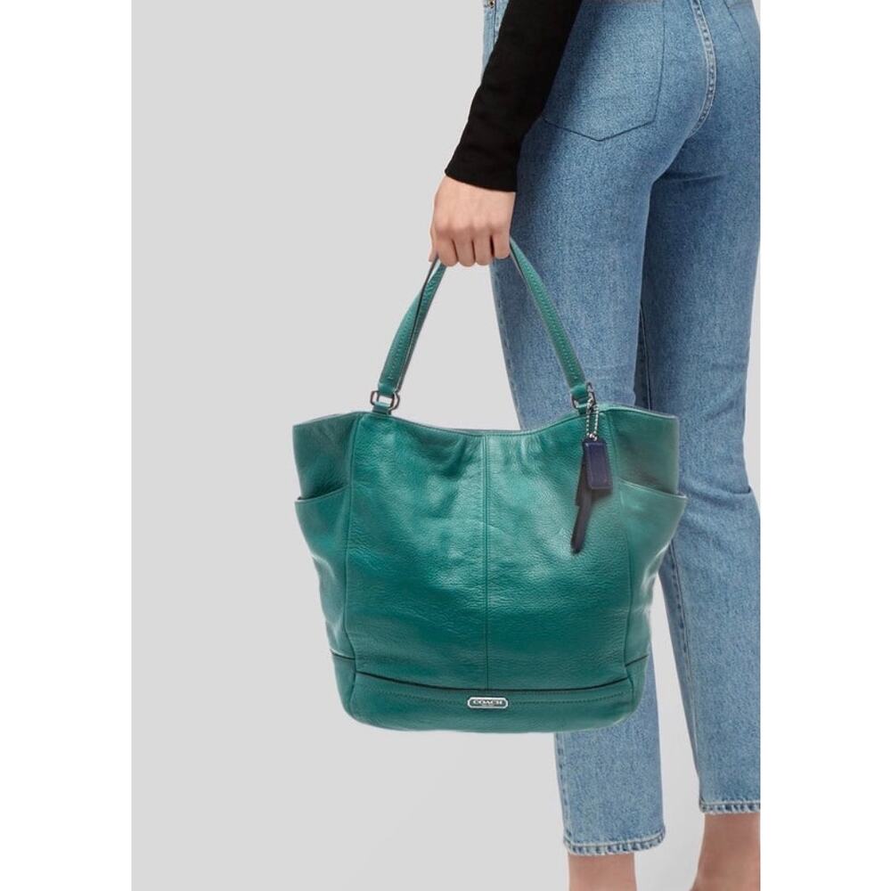 Coach Park Leather North/South Tote  Teal EUC - Picture 6 of 6